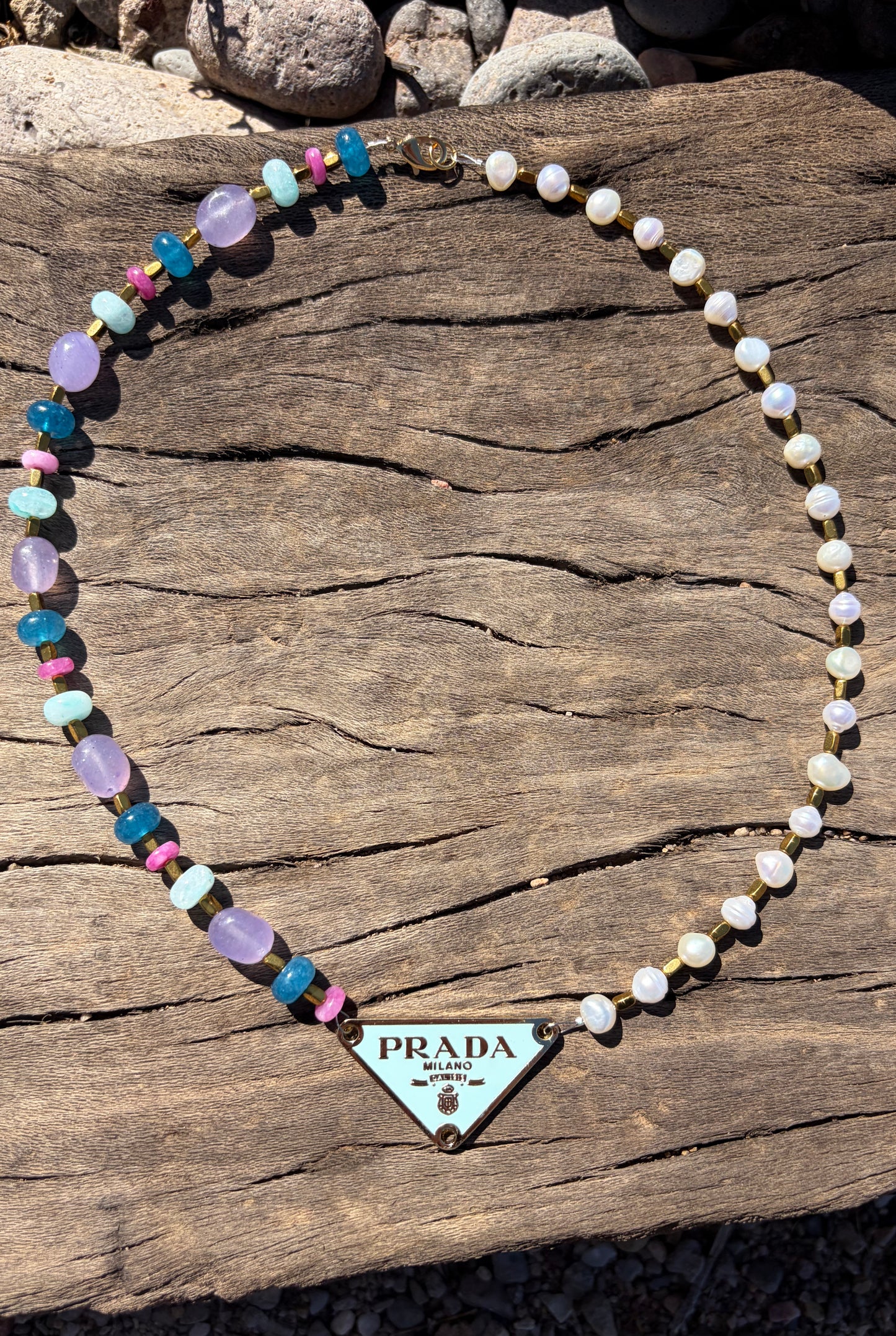 Blue Prada semi-precious stone necklace