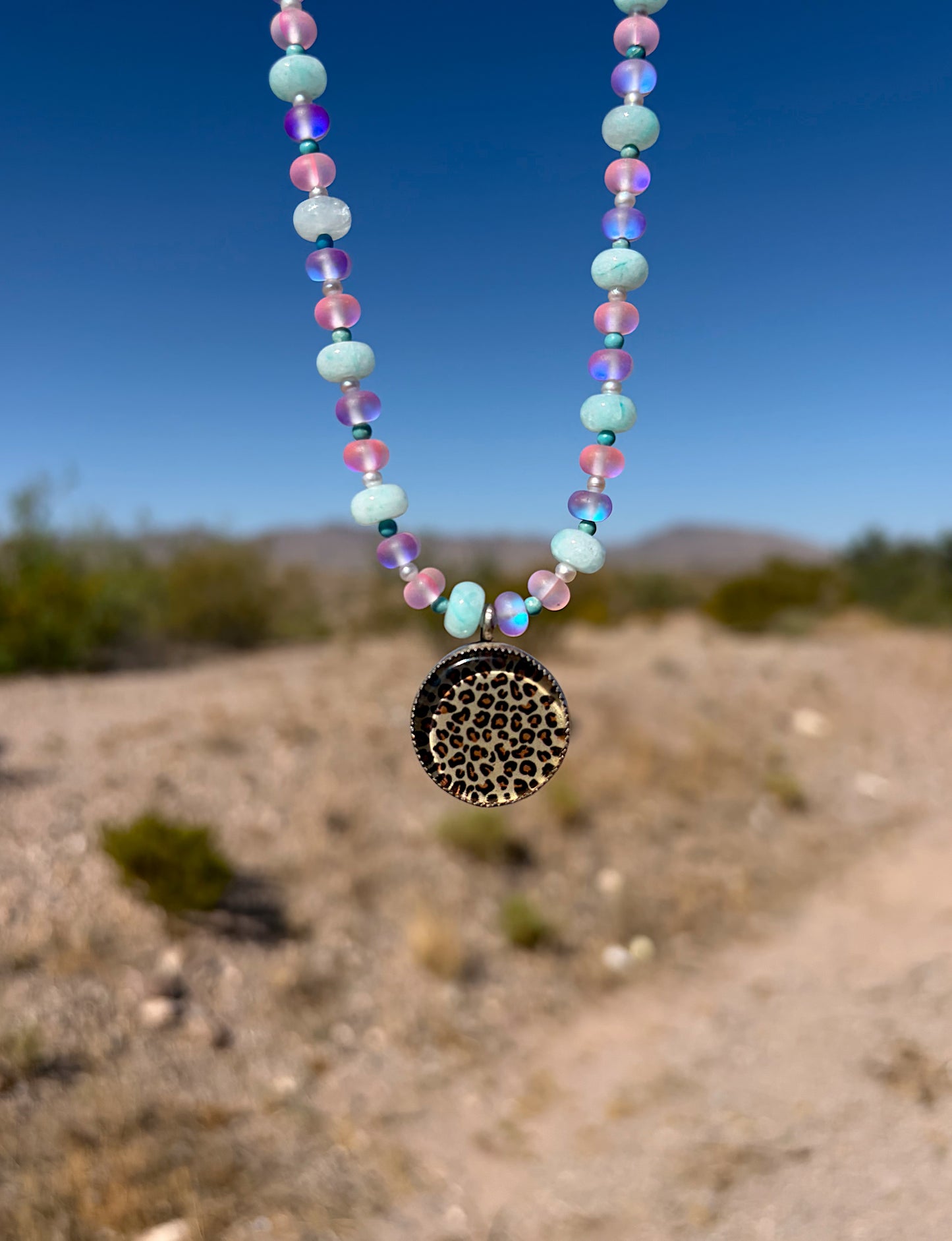 Cheetah cotton candy necklace
