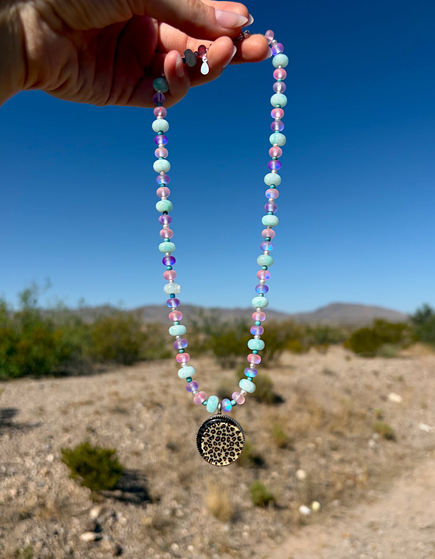 Cheetah cotton candy necklace